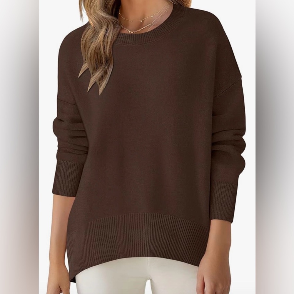 NWT Arabess Chocolate Brown Crew Neck Sweater